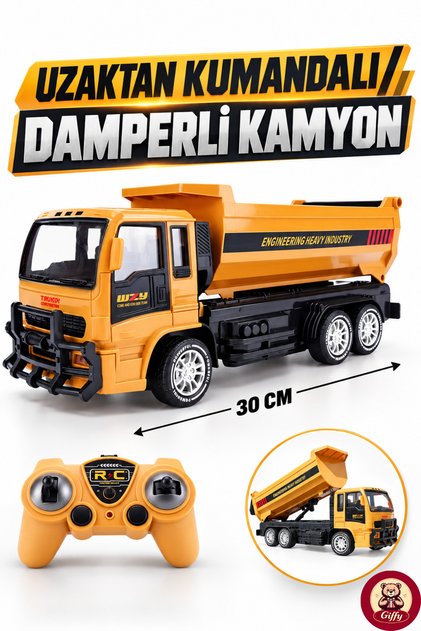 Oyuncak Uzaktan Kumandalı Şarjlı Hafriyat Kamyonu 2.4 GHz Full Fonksiyon Kasası Kalkıp İnen