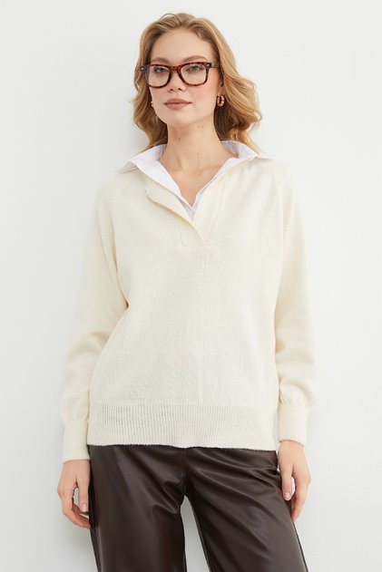 Basic Shirt Collar Knitwear Sweater