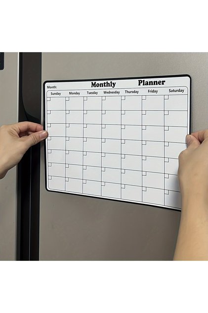 WHITE Stylish Magnetic Dry Erase Calendar - Versatile Monthly Planner for Refrigerator - Easy Kitche
