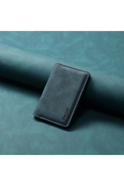 Blue Denior Magnetic Card Case for All Magsafe Functions PU Leather Card Case