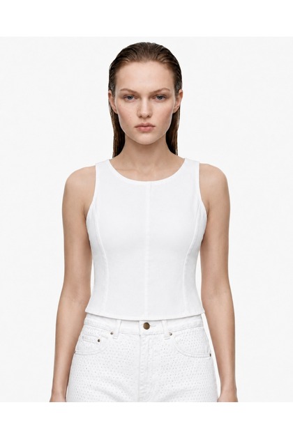 Kolsuz Denim Peplum BLUZ