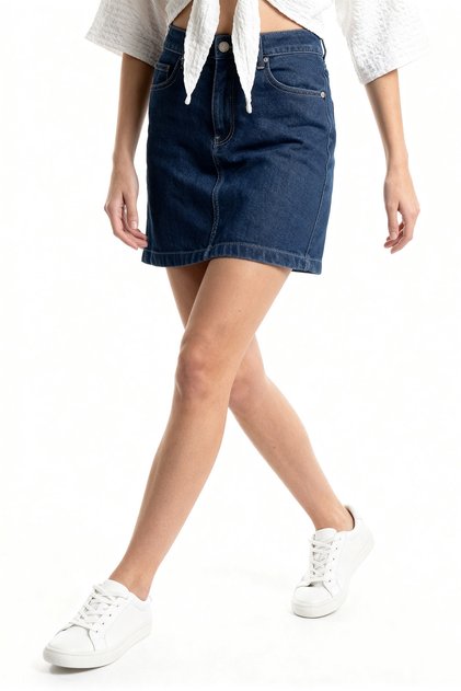 High Waist Straight Form Denim Skirt
