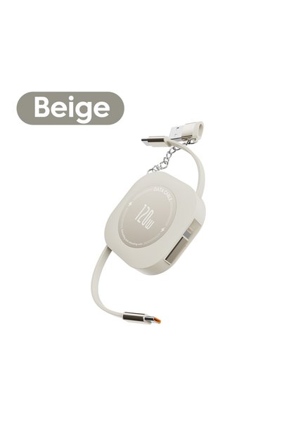 1.2M White Elough 120W USB C To USB C Retractable Charging Cable With Type C Female To USB ios Male