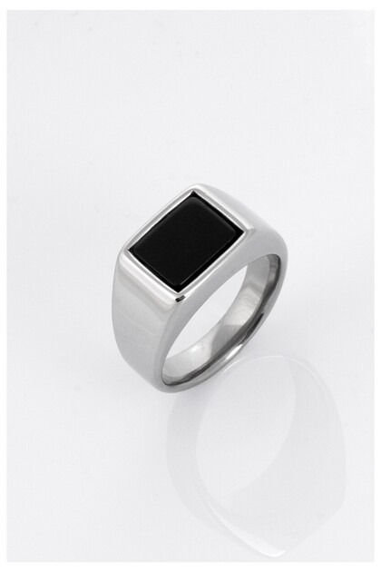 Black Stone Square Men's Ring