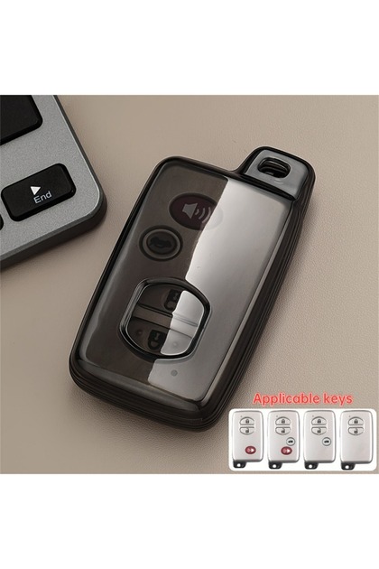Transparent Black 1 pcs Soft TPU Car Key Case, Fit for Toyota Aqua RAV4 Land Cruiser Camry Prado Cor