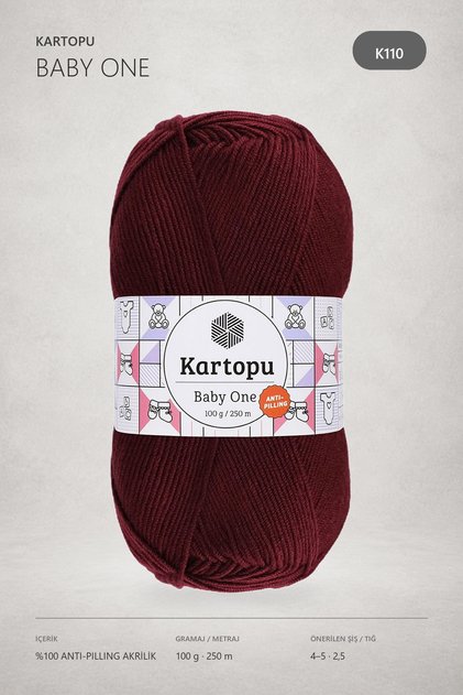 Baby One Anti-Pilling Baby Wool Claret Red K110