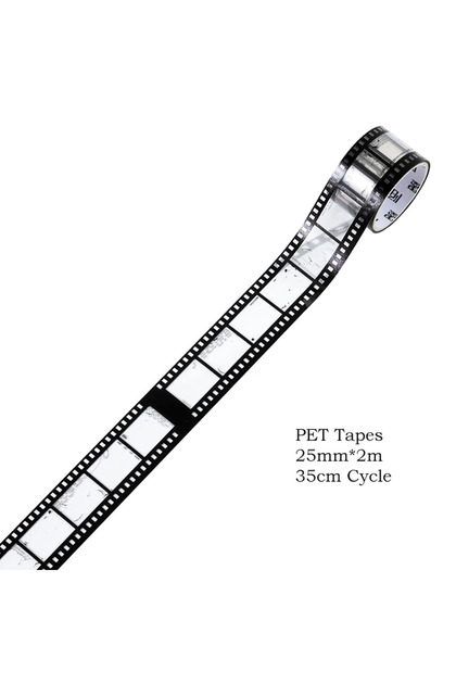 A Journamm 25mm*2m Retro Film Theme PET Tapes DIY Scrapbooking Collage Stationery Decor Journalling
