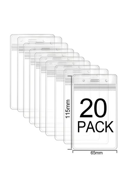 A-Clear 20PCS 50/40/10/1PCS Transparent Name ID Badge Holder Waterproof Thick Vertical Business Card