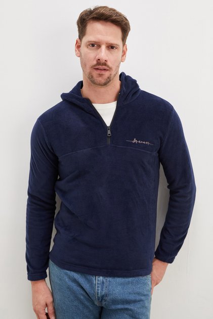 Half Zipper Hooded Fleece Sweatshirt