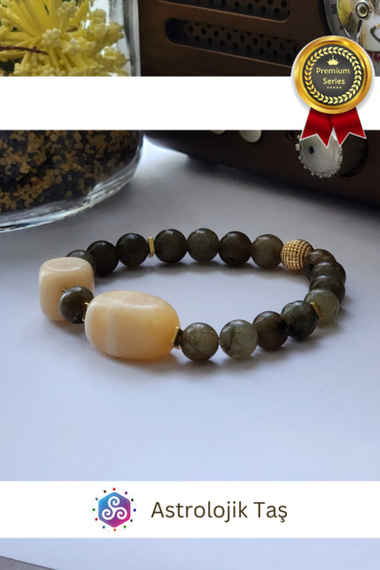 Leadership Bracelet Natural Stone (Calcite and Labradorite) Khaki -Certified