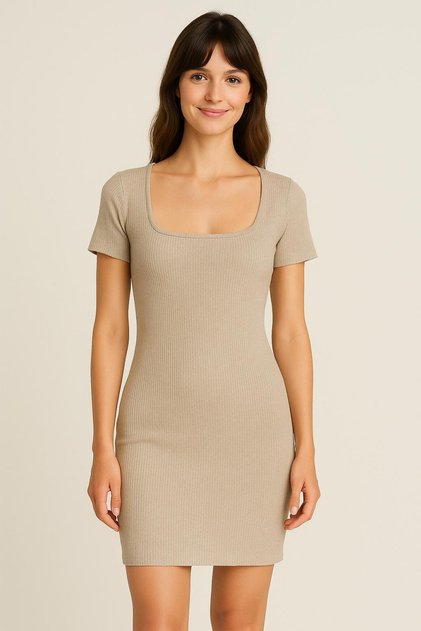 Square Neck Backless Wrap Dress