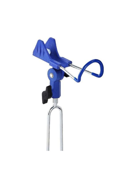 Blue 360° Adjustable Fishing Rod Holder, Heavy Duty Portable Foldable Stand with Ground Spike for Ba