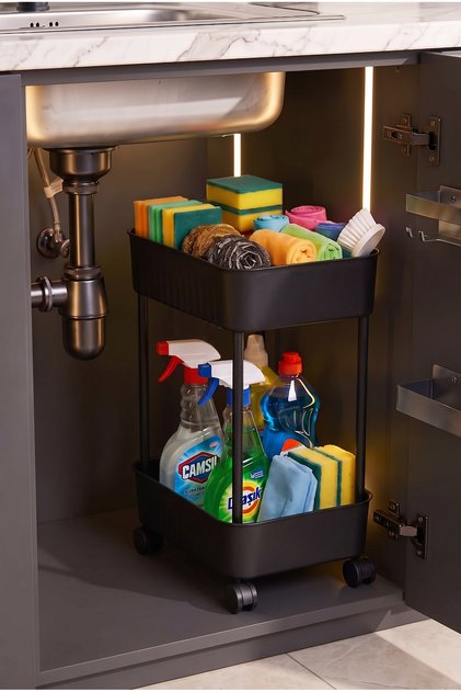 Lisbon Multi-Purpose 2-Tier Bathroom Organizer Organizer with Wheels under Cabinet and under Counter