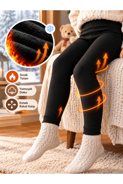 Children's Winter Thermal Tights with Inner Lining, Warm and Flexible Tights