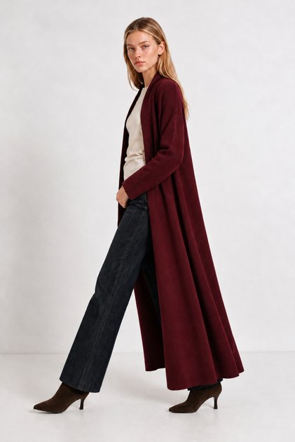 Oversize Long Knitwear Cardigan Lma0003 Bordo