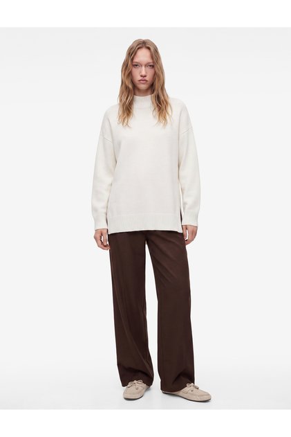 High Collar Long Sleeve Oversize Knitwear Tunic