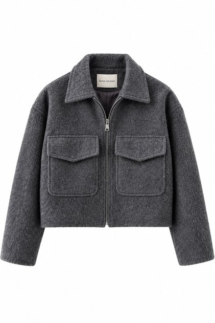 Angora Cashmere Lined Jacket with Pocket Detail
