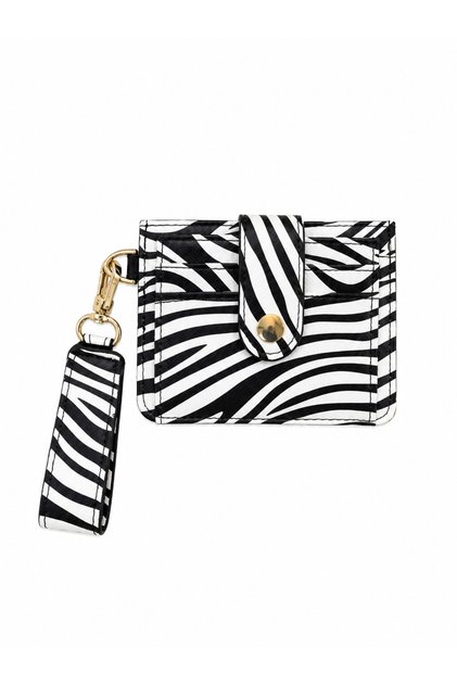 Zebra Patterned Soft Faux Leather Keychain and Card Holder Detailed Wallet-Card Holder (Shipped in Box)