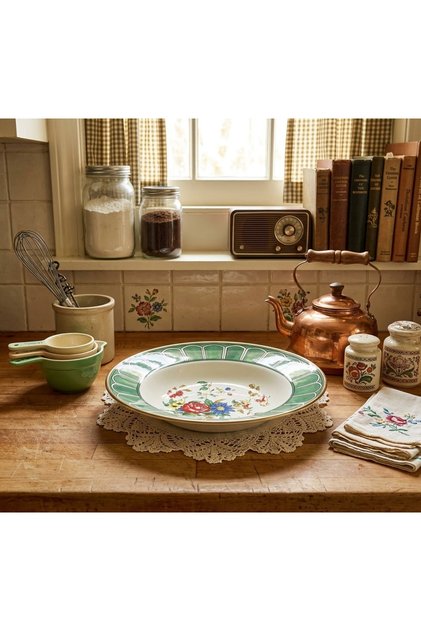 30 cm Large Size Green Enameled Fruit Bowl Presentation Plate
