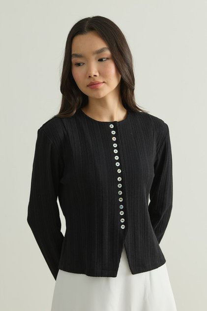 Multi-Button Textured Knitted Cardigan