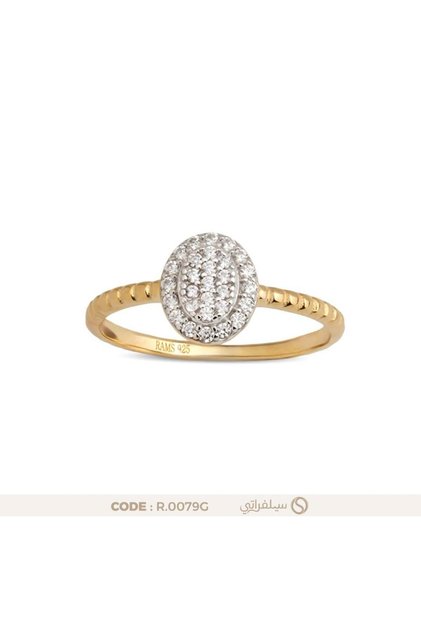 Silver 925 Sterling Oval Zircon Stone Rhodium and Gold Plated Ring