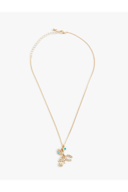Charm Detailed Evil Eye Beaded Necklace