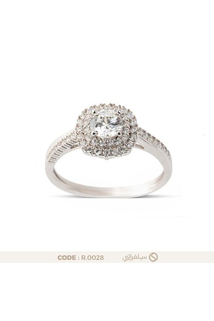 Double Halo Ring 925 Sterling Silver Rhodium Plated