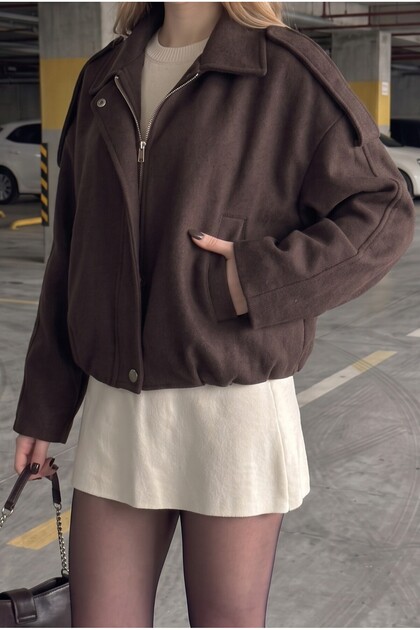 Women's Oversize Cashmere Bomber Jacket - New Season Trend Jacket