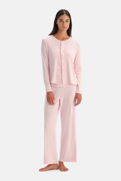 Light Pink Cardigan Pointel Triple Set