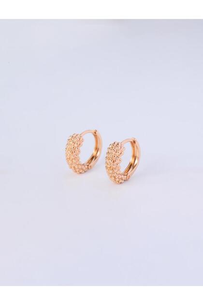 Gold Color 100% Brass Textured Hoop Earrings