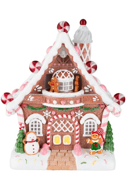 Christmas Decoration Cookie House Illuminated Animated Musical Brown 23X30 Cm.