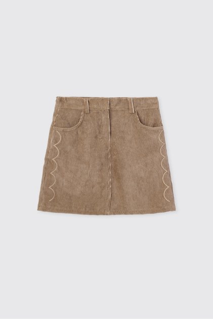 Girl's Velvet Beige Skirt