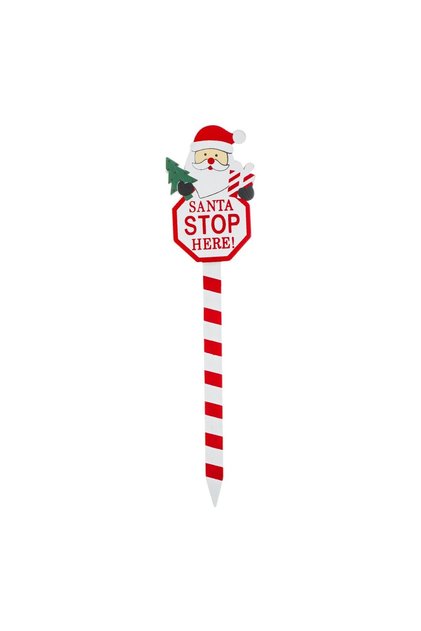 Tablita Decorativa de Craciun cu Mos Craciun & Mesaj "Santa Stop Here" 25cm