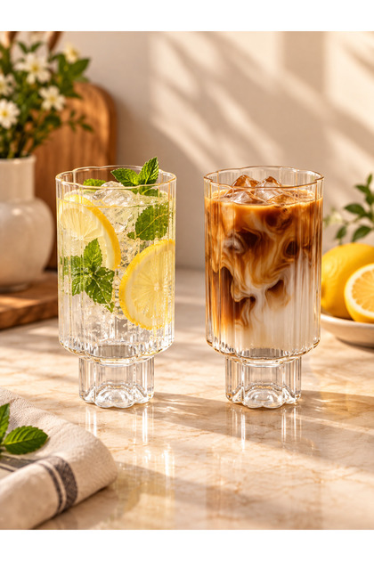 Acar 2 Li Glass Lotus Model Cocktail Soft Drink Water Glass Cup Mug 14cm