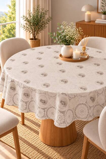 Liquid-Proof Oilcloth Round Tablecloth | Stain-Resistant, Easy-To-Clean Pvc Tablecloth