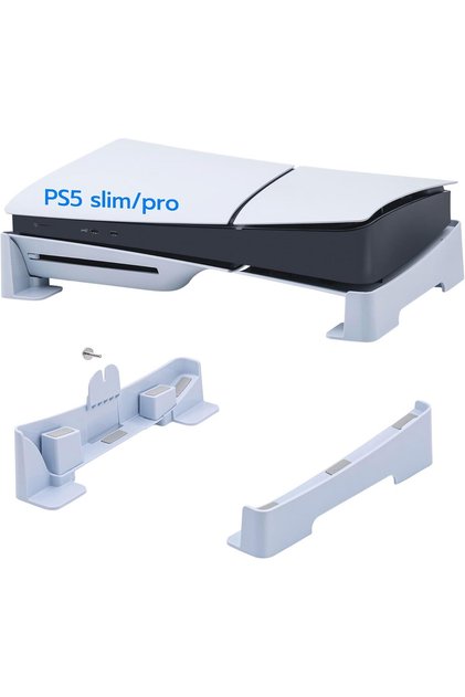 حامل أفقي لجهاز PS5 Slim/PS5 Pro، ملحقات قاعدة متوافقة مع بلايستيشن 5 سليم/PS5 برو الإصدار الرقمي وفائق الدقة - أبيض (لا يتوافق مع إصدار PS5 2021)