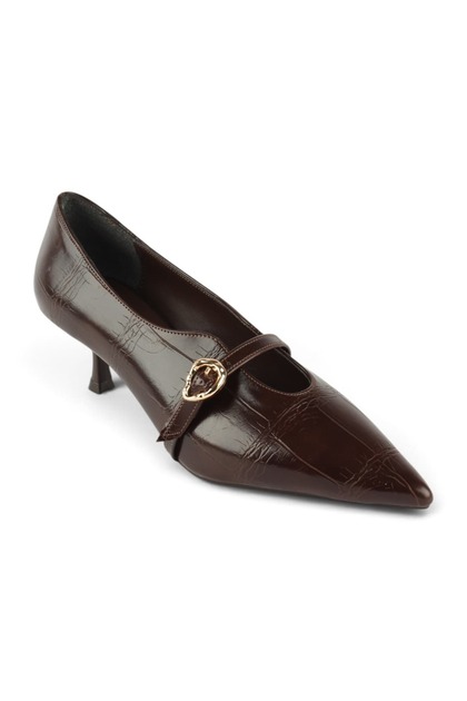 Ri̇ma Gold Buckle Detailed Women's Heeled Shoes