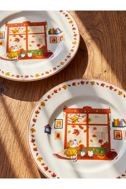 Lcw Home Mixed Printed Round 2-Piece Plate Set