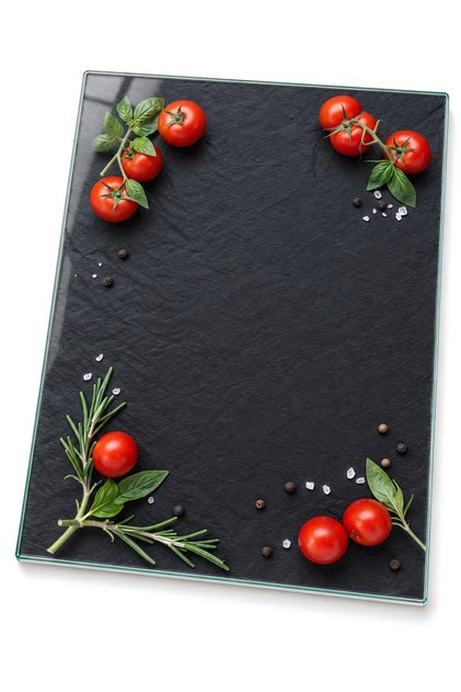 Kitchen Patterned Tempered Glass Cutting Board 25X35 cm Floral and Textured Presentation Board