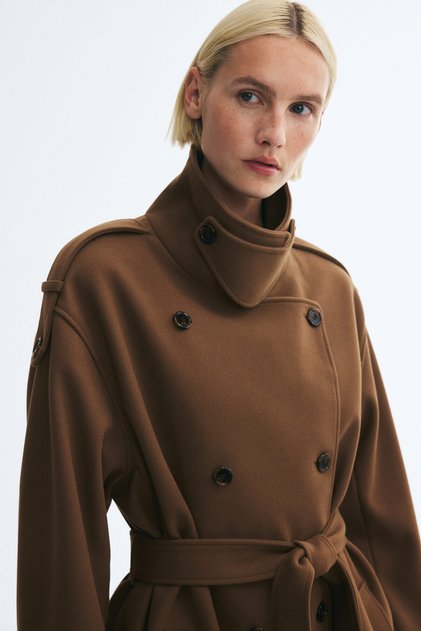 Boru Yakalı Oversize Kaban