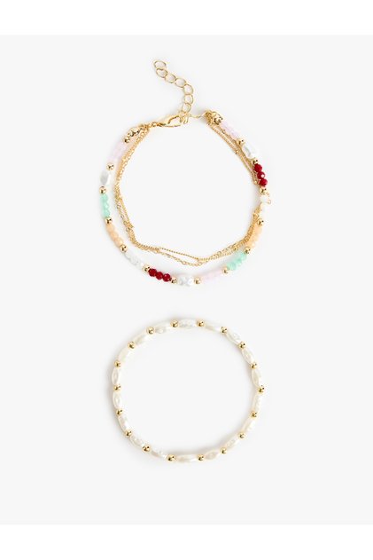 Pearl Bead Detailed Bracelet Set