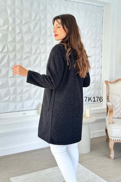 Gray Wool Coat with Front Pockets 7K176