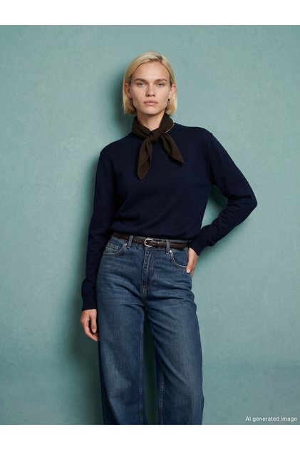 10633 Crew Neck Wool Basic Knit Sweater