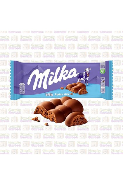 ميلكا بابلي الباين ميلك 90 جرام مستورد سويسرا Bubbly Alpine Milk 90g