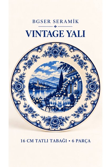 VINTAGE YALI 6 PARÇA LÜX TATLI TABAĞI SETİ