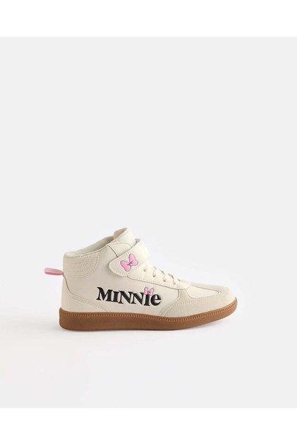 Girls White Minnie Mouse High-Top Sneakers