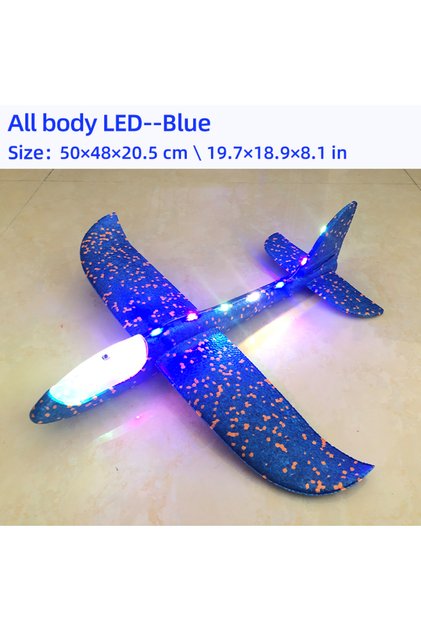 Full LED Blue 50cm 50/33CM Big Foam Plane Glider Hand Throw Airplane LED Inertial EPP Bubble Planes