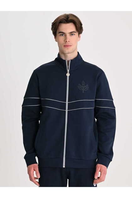 Lacivert Tribün Reflektör Detaylı Erkek Sweatshirt