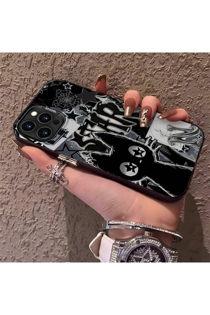 حافظة مطبوعة على شكل قطة سوداء على طراز الجرافيتي متوافقة مع هاتف iPhone 15 Pro، تدوم طويلاً، رائعة