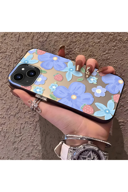 iPhone 15 Plus/14 Plus Compatible Floral Strawberry Mix Pattern Case, Protective, Daily Use